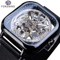 Mechanical Automatic Self-Wind Transparent Fashion Mesh Steel Men Wristwatch - Proshot Bazaar