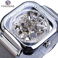 Mechanical Automatic Self-Wind Transparent Fashion Mesh Steel Men Wristwatch - Proshot Bazaar
