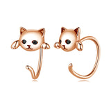 BAMOER Genuine 925 Sterling Silver Minimalist Cute Tail Stud Earrings - Proshot Bazaar