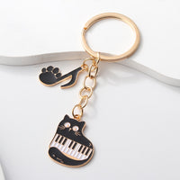 Cute Black Cat Music Note Piano Keychain - Proshot Bazaar