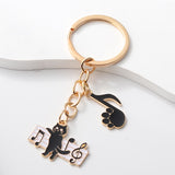 Cute Black Cat Music Note Piano Keychain - Proshot Bazaar