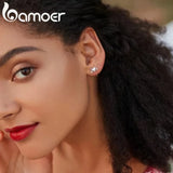 BAMOER Genuine 925 Sterling Silver Minimalist Cute Tail Stud Earrings - Proshot Bazaar