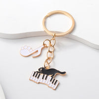 Cute Black Cat Music Note Piano Keychain - Proshot Bazaar