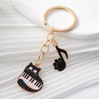 Cute Black Cat Music Note Piano Keychain - Proshot Bazaar