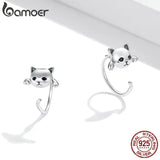 BAMOER Genuine 925 Sterling Silver Minimalist Cute Tail Stud Earrings - Proshot Bazaar