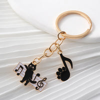 Cute Black Cat Music Note Piano Keychain - Proshot Bazaar
