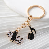 Cute Black Cat Music Note Piano Keychain - Proshot Bazaar