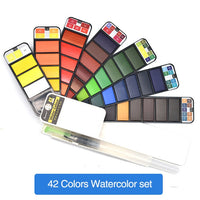 Superior 18/25/33/42 Colors Solid Watercolor Paint Set With Water Brush Pen - School - Proshot Bazaar