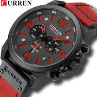CURREN Waterproof Sport Chronograph Quartz Genuine Leather Men's Watch - Watches - Proshot Bazaar