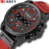 CURREN Waterproof Sport Chronograph Quartz Genuine Leather Men's Watch - Watches - Proshot Bazaar