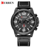 CURREN Waterproof Sport Chronograph Quartz Genuine Leather Men's Watch - Watches - Proshot Bazaar