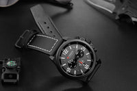 CURREN Waterproof Sport Chronograph Quartz Genuine Leather Men's Watch - Watches - Proshot Bazaar