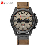 CURREN Waterproof Sport Chronograph Quartz Genuine Leather Men's Watch - Watches - Proshot Bazaar