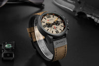 CURREN Waterproof Sport Chronograph Quartz Genuine Leather Men's Watch - Watches - Proshot Bazaar