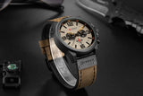 CURREN Waterproof Sport Chronograph Quartz Genuine Leather Men's Watch - Watches - Proshot Bazaar