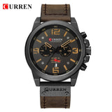 CURREN Waterproof Sport Chronograph Quartz Genuine Leather Men's Watch - Watches - Proshot Bazaar