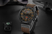 CURREN Waterproof Sport Chronograph Quartz Genuine Leather Men's Watch - Watches - Proshot Bazaar