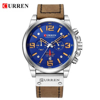 CURREN Waterproof Sport Chronograph Quartz Genuine Leather Men's Watch - Watches - Proshot Bazaar
