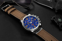 CURREN Waterproof Sport Chronograph Quartz Genuine Leather Men's Watch - Watches - Proshot Bazaar