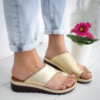 Orthopedic Women Leather Flat Casual Big Toe Foot Correction Sandal - Shoes - Proshot Bazaar