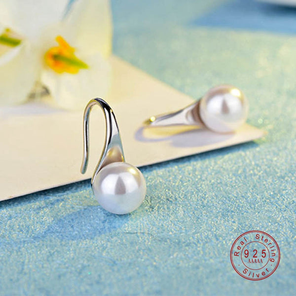 925 Sterling Silver Big Clear Pearl Earrings - Earrings - Proshot Bazaar