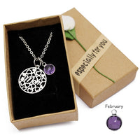 Love Heart Mom Necklace With Crystal Birthstone Pendant - Necklaces - Proshot Bazaar