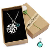 Love Heart Mom Necklace With Crystal Birthstone Pendant - Necklaces - Proshot Bazaar