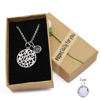 Love Heart Mom Necklace With Crystal Birthstone Pendant - Necklaces - Proshot Bazaar