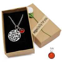 Love Heart Mom Necklace With Crystal Birthstone Pendant - Necklaces - Proshot Bazaar