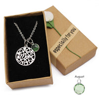 Love Heart Mom Necklace With Crystal Birthstone Pendant - Necklaces - Proshot Bazaar