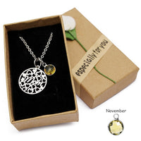 Love Heart Mom Necklace With Crystal Birthstone Pendant - Necklaces - Proshot Bazaar