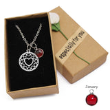 Love Heart Mom Necklace With Crystal Birthstone Pendant - Necklaces - Proshot Bazaar