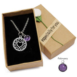 Love Heart Mom Necklace With Crystal Birthstone Pendant - Necklaces - Proshot Bazaar