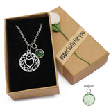 Love Heart Mom Necklace With Crystal Birthstone Pendant - Necklaces - Proshot Bazaar