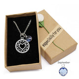 Love Heart Mom Necklace With Crystal Birthstone Pendant - Necklaces - Proshot Bazaar