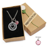 Love Heart Mom Necklace With Crystal Birthstone Pendant - Necklaces - Proshot Bazaar