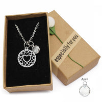 Love Heart Mom Necklace With Crystal Birthstone Pendant - Necklaces - Proshot Bazaar