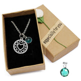 Love Heart Mom Necklace With Crystal Birthstone Pendant - Necklaces - Proshot Bazaar