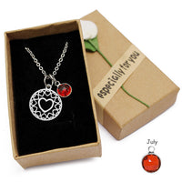 Love Heart Mom Necklace With Crystal Birthstone Pendant - Necklaces - Proshot Bazaar