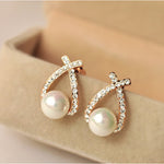Korean Fashion Cross Crystal Stud Earrings - Earrings - Proshot Bazaar