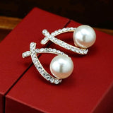Korean Fashion Cross Crystal Stud Earrings - Earrings - Proshot Bazaar