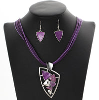 ZOSHI Fashion African Leather Chain Enamel Gem Jewelry Set - Necklaces - Proshot Bazaar