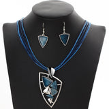 ZOSHI Fashion African Leather Chain Enamel Gem Jewelry Set - Necklaces - Proshot Bazaar