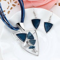 ZOSHI Fashion African Leather Chain Enamel Gem Jewelry Set - Necklaces - Proshot Bazaar