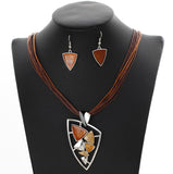 ZOSHI Fashion African Leather Chain Enamel Gem Jewelry Set - Necklaces - Proshot Bazaar