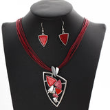 ZOSHI Fashion African Leather Chain Enamel Gem Jewelry Set - Necklaces - Proshot Bazaar