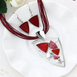 ZOSHI Fashion African Leather Chain Enamel Gem Jewelry Set - Necklaces - Proshot Bazaar