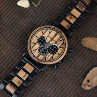 BOBO BIRD Handmade Wooden Stylish Chronograph Men Watch With Wooden Gift Box - Watches - Proshot Bazaar
