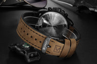 CURREN Waterproof Sport Chronograph Quartz Genuine Leather Men's Watch - Watches - Proshot Bazaar