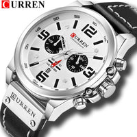 CURREN Waterproof Sport Chronograph Quartz Genuine Leather Men's Watch - Watches - Proshot Bazaar